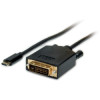 Roline VALUE USB-C - DVI kabel, M/M, 2.0m, crni